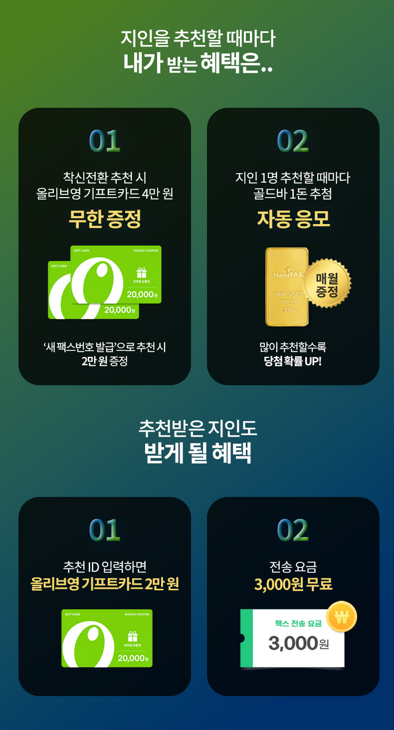 하나팩스 친구추천하면 내가 받는 혜택, 친구가 받는혜택